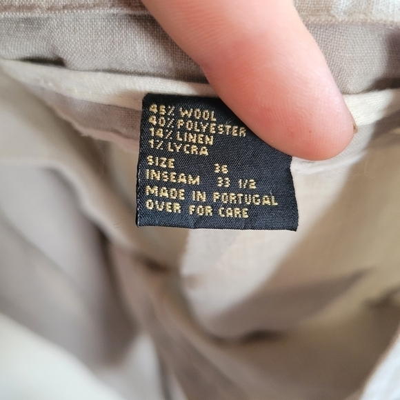 Bachrach Wool Blend Trouser Lightweight Drawstring Cream Mens 36 X 33.5 - Picture 10 of 10